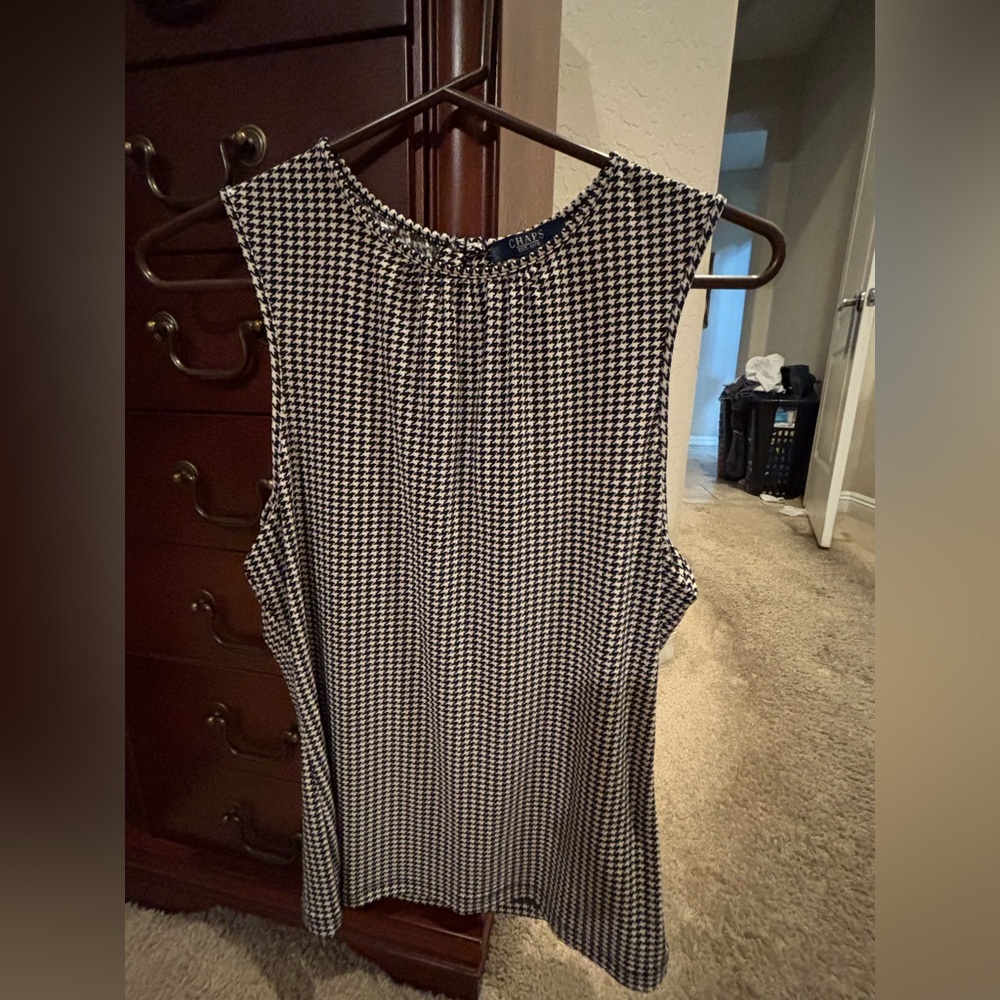Chaps Black and White Houndstooth Sleeveless Camisole